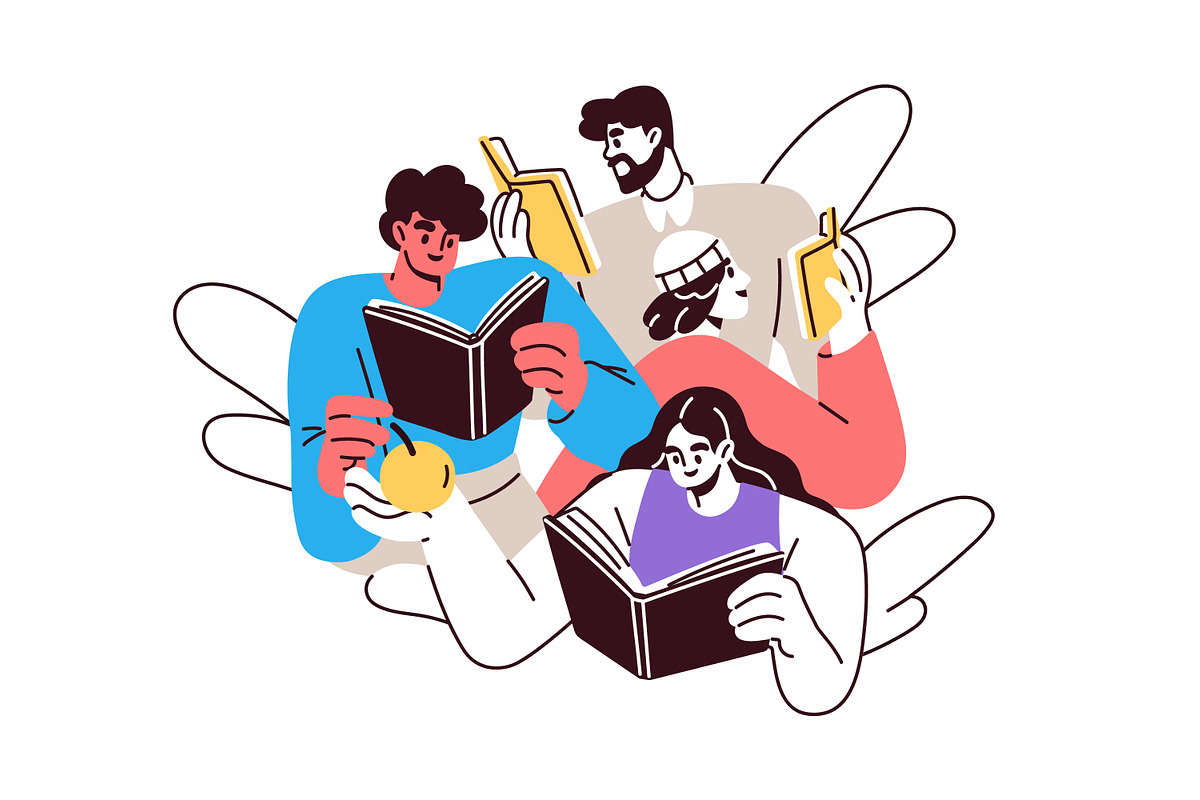 Readers with books concepts set, a Person Illustration by Good Studio (Photo 13 of 15)