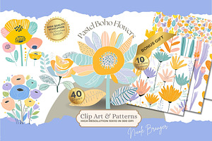 Boho Flower Clipart Abstract