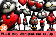 Valentines Whimsical Cat Clipart, a Graphic by CitraGraphics (Thumbnail 1 of 5)