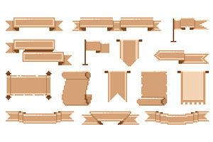 Pixel scrolls. Vintage papyrus, an Illustration by YummyBuum