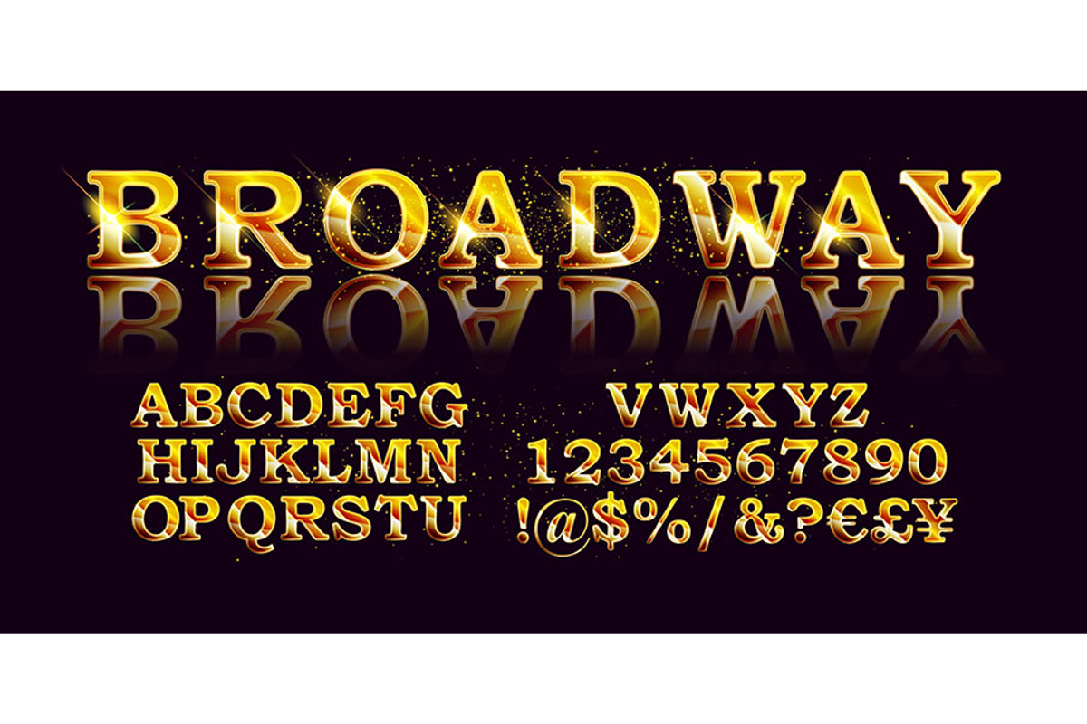 Gold Broadway font, a Graphic by Aromeo