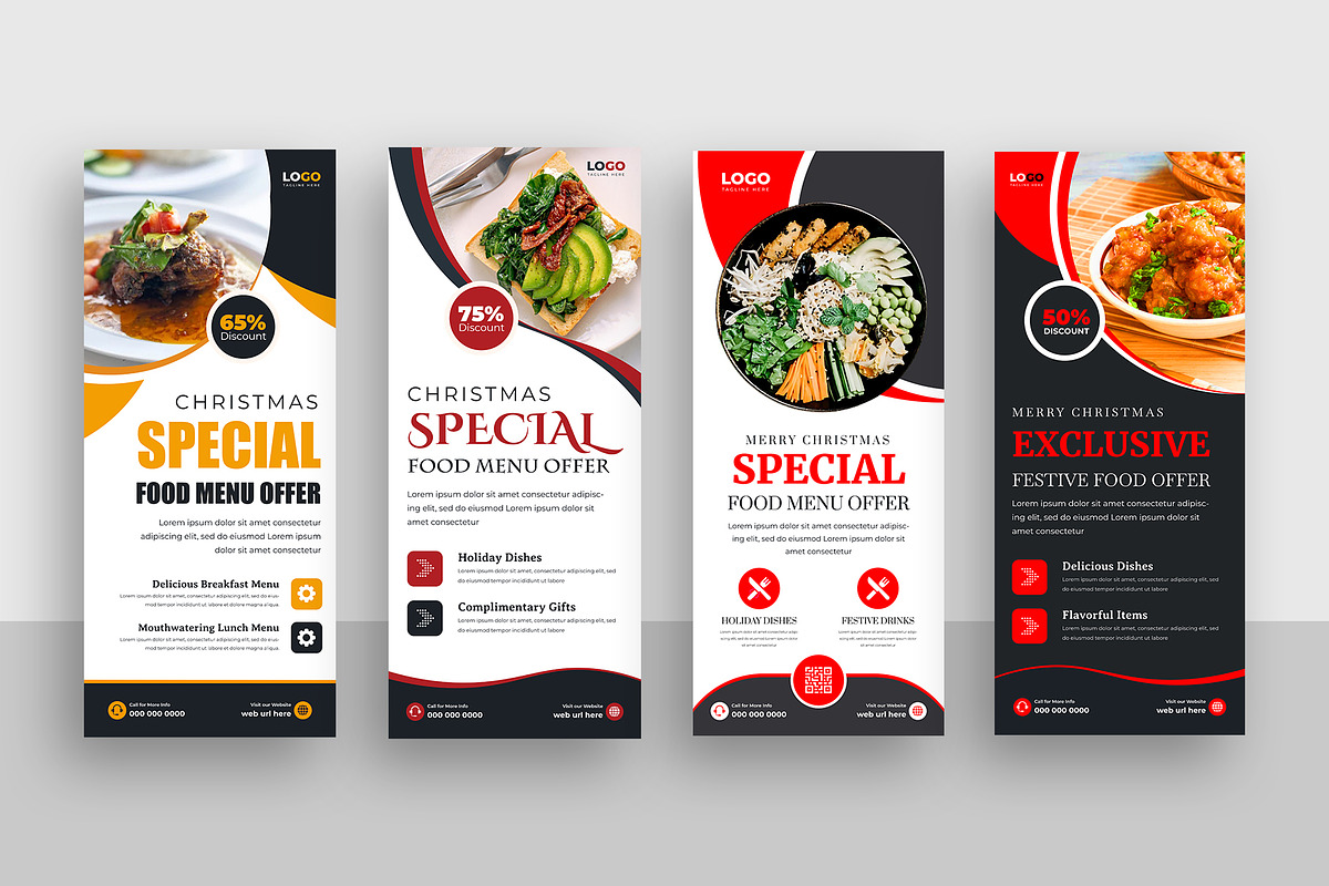 Food Menu Roll up Banner Design, a Stationery Template by Designgrove