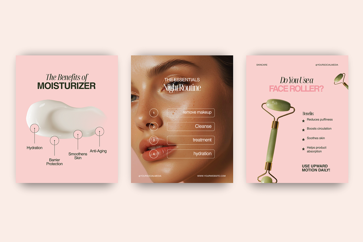 Pink Blush Skincare Social Media Kit, a Social Media Template by My Template Studio (Photo 2 of 20)