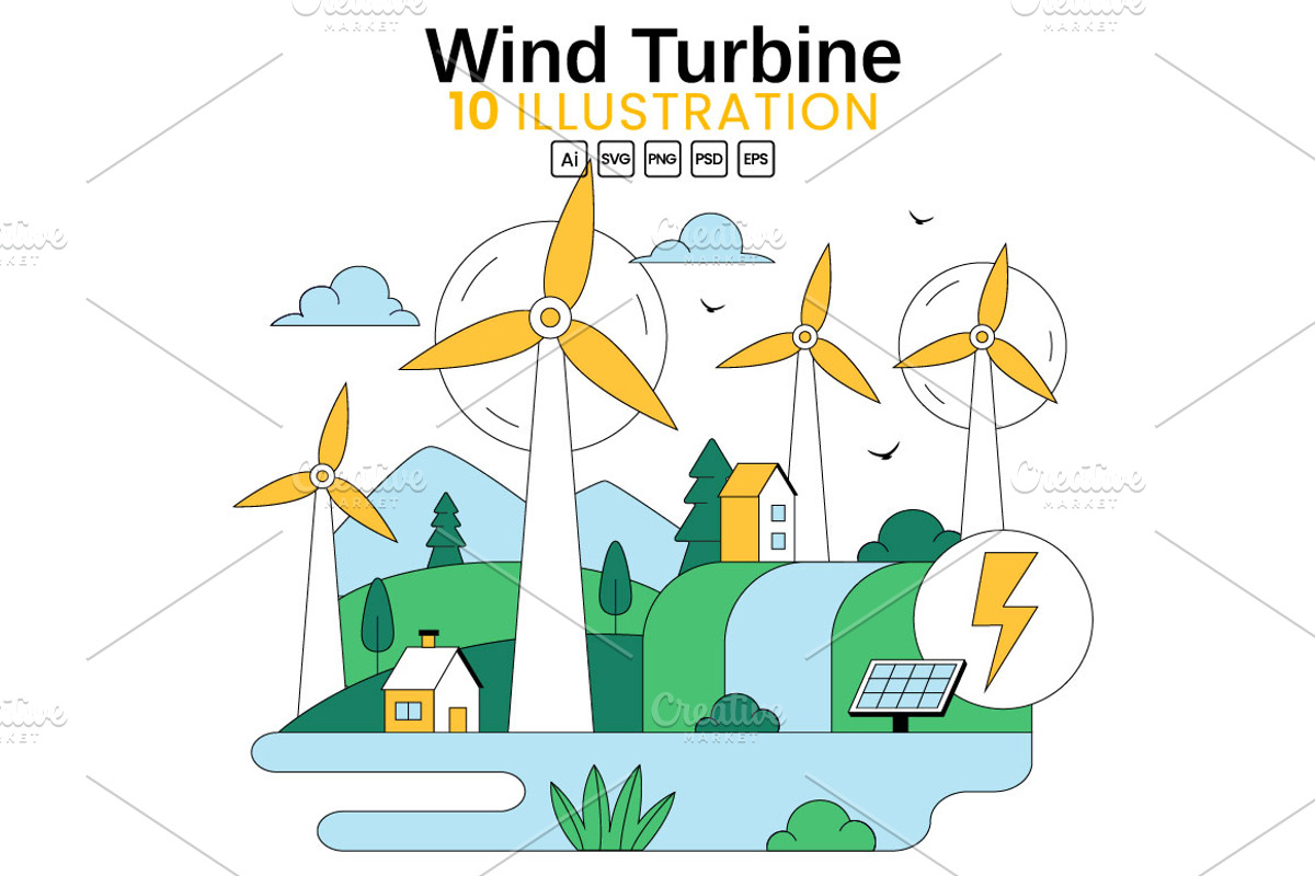 10 Wind Turbine Illustration, a Technology Illustration by denayunebgt (Photo 1 of 4)