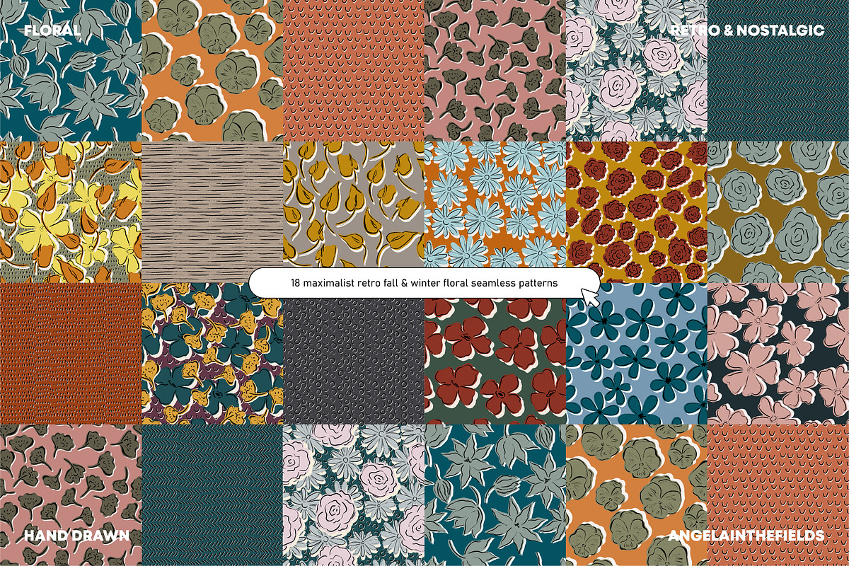 Fall Winter Floral Expression, a Pattern Graphic by angelainthefields (Photo 3 of 6)