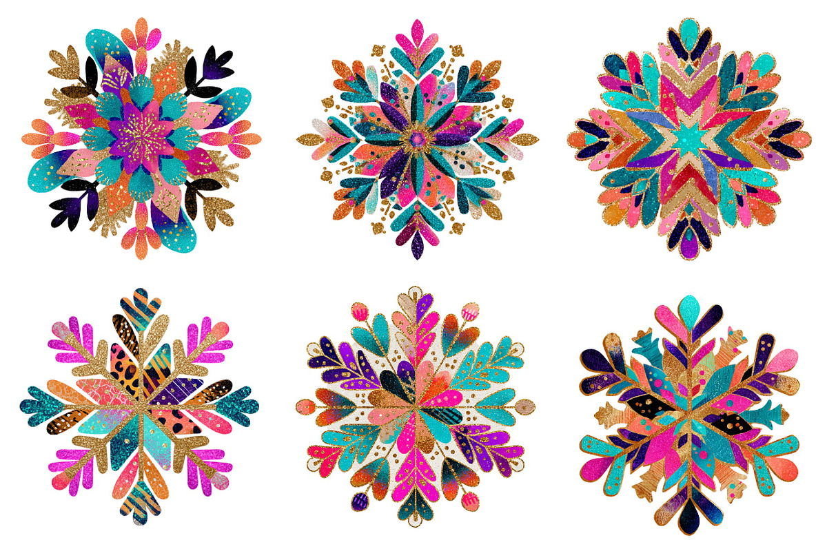Colorful Glitter Christmas Snowflake, an Illustration by CreationArt (Photo 2 of 5)