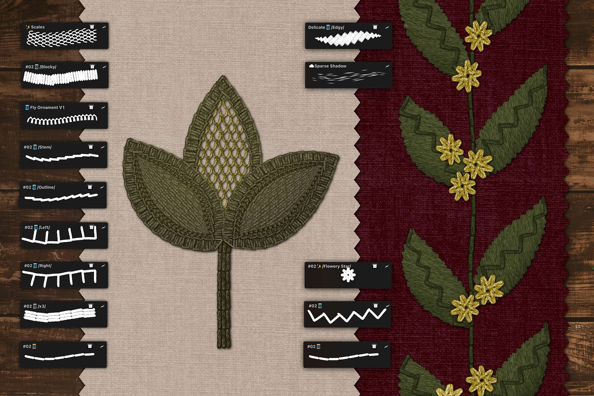 Embroidery Art Brushes For Procreate, a Brush Add-On by bokettori (Photo 5 of 42)