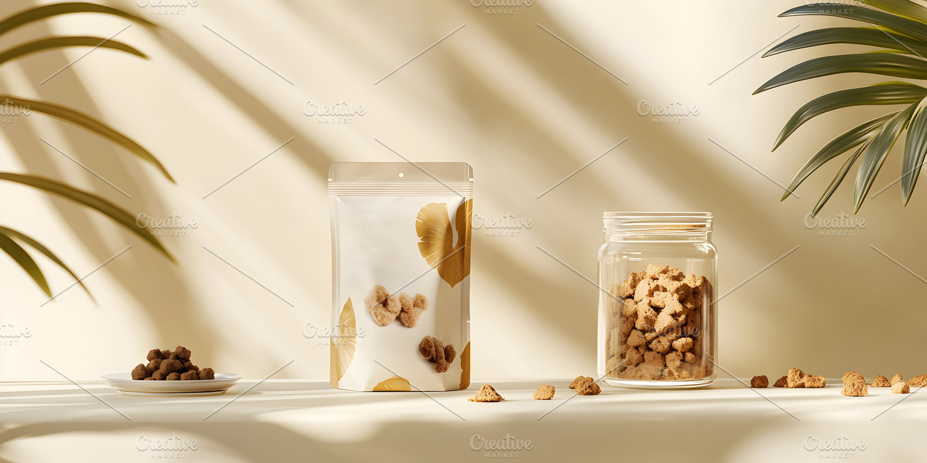 Natural pet treats in pouch and glass jar, a Food & Drink Photo by Photostock