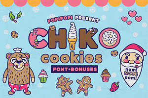Chiko Cookies Typeface + Cute Bonus, a Font by fopifopi