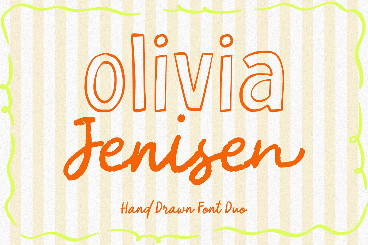 Olivia Jenisen - Hand Drawn Font Duo, a Script Font by Arterfak Project (Photo 1 of 15)