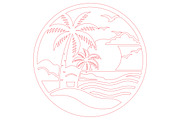 Tropical Beach Circle Laser Cut SVG, an Object Graphic by DreamCafeArt (Thumbnail 3 of 3)