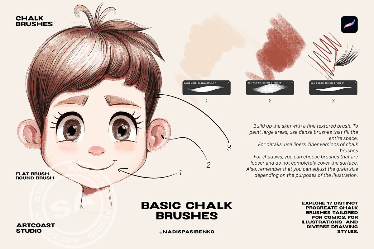 Procreate Basic Chalk Brushes, a Brush Add-On by Spasibenko Art (Photo 2 of 6)