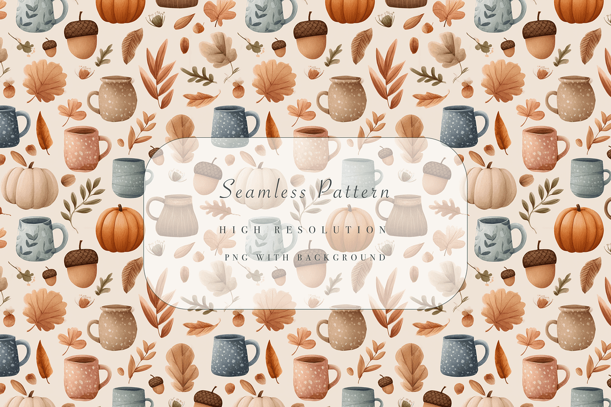 Autumn Leaves Seamless Pattern, a Decorative Illustration by Pati Charm Studio (Photo 1 of 7)