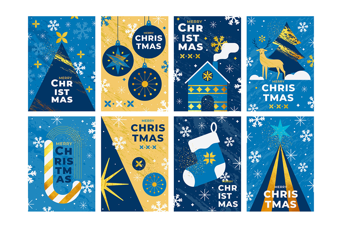 Elegant Blue and Gold Holiday Set, a Seasonal Illustration by Creative Graphics (Photo 3 of 9)
