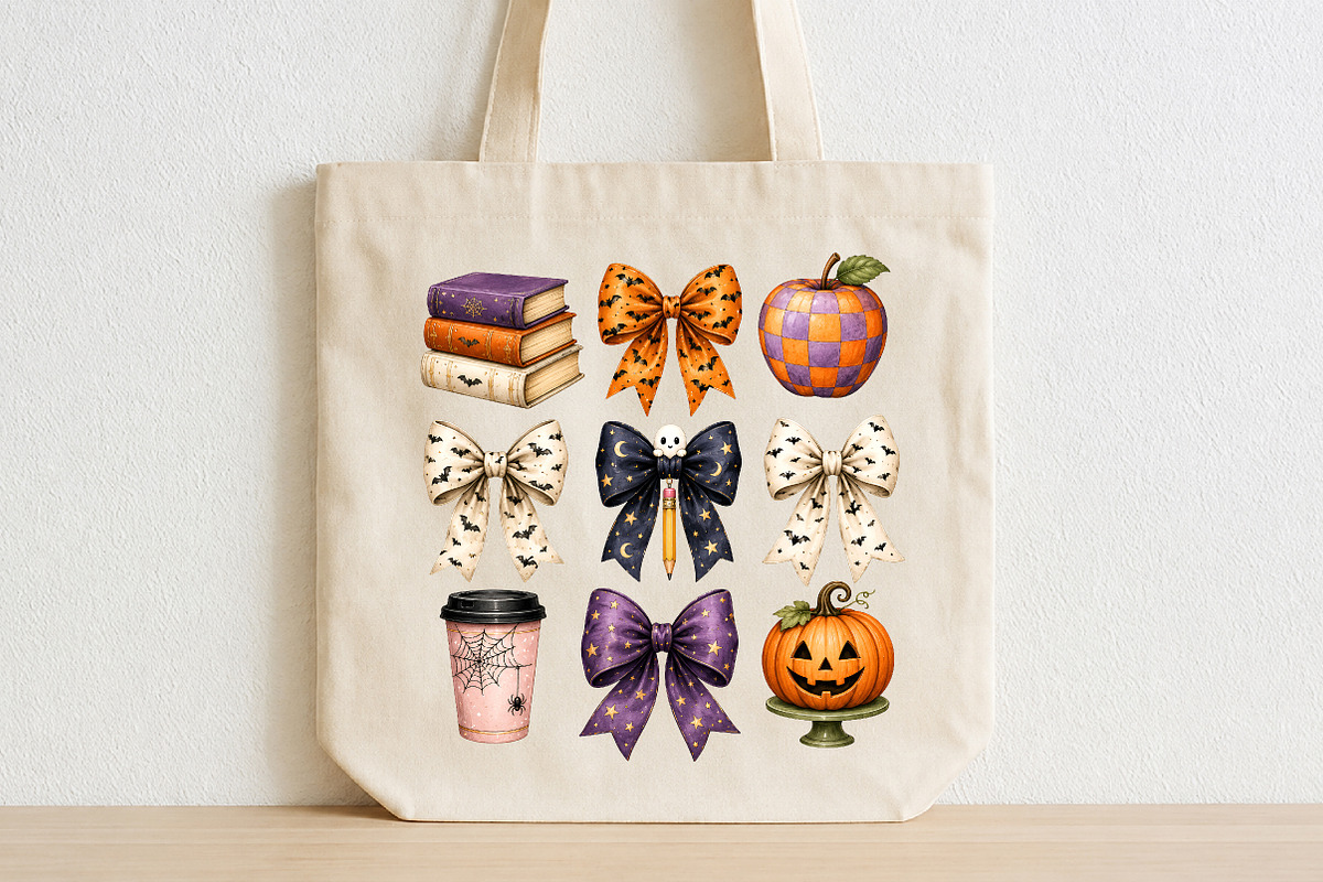 Halloween Back to School Coquette, a Seasonal Illustration by CraftArtStudio (Photo 2 of 4)
