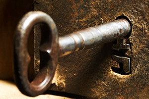 keyhole old with antique key 