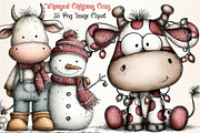Whimsical Christmas Cow Clipart, an Illustration by Dream Creation (Thumbnail 1 of 8)