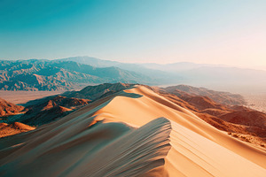 Golden Sand Dunes with Mountain Backdrop, a Nature Photo by AlyaAnd