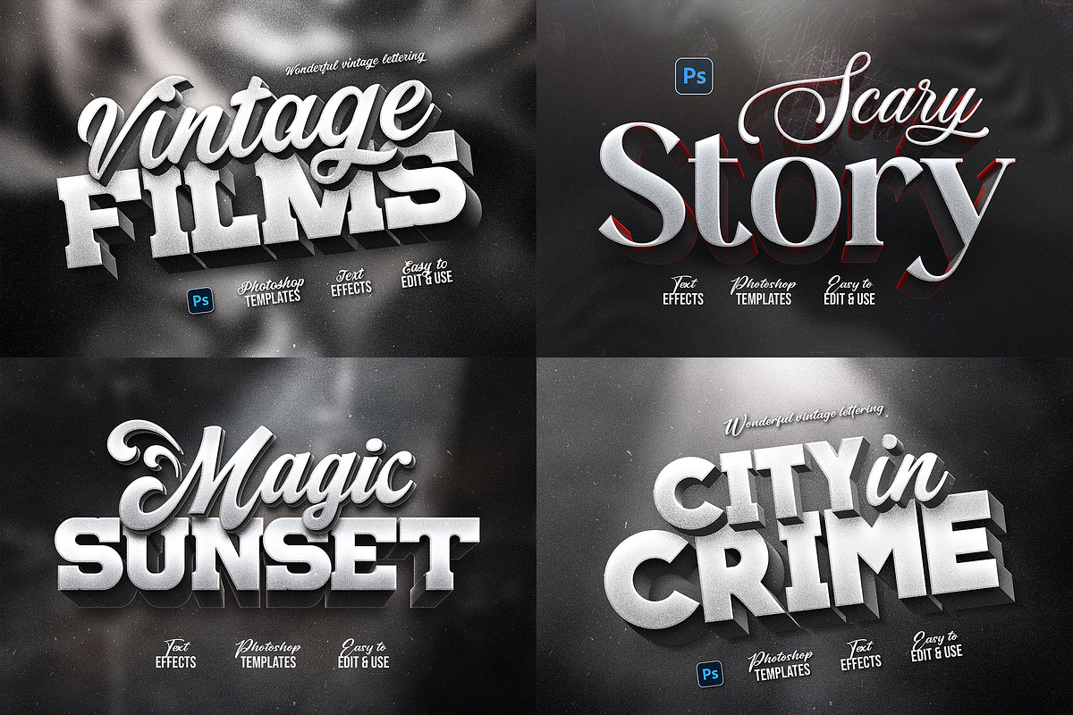 Vintage Movie Title Effects Bundle, a Design Template by Andrew Skoch Design (Photo 10 of 14)