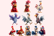 Rooster PNG Clipart Bundle, a Graphic by M9 Design (Thumbnail 7 of 9)