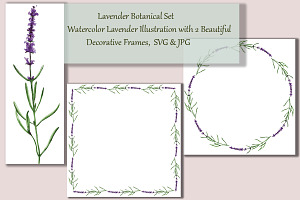Botanical Lavender Set, SVG & JPG