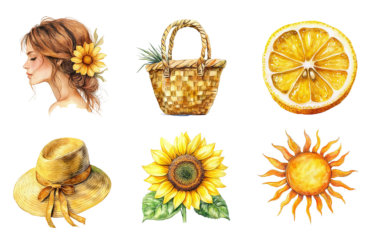 Watercolor Summer Vibe Clipart, an Illustration by SinaCreation (Photo 4 of 5)