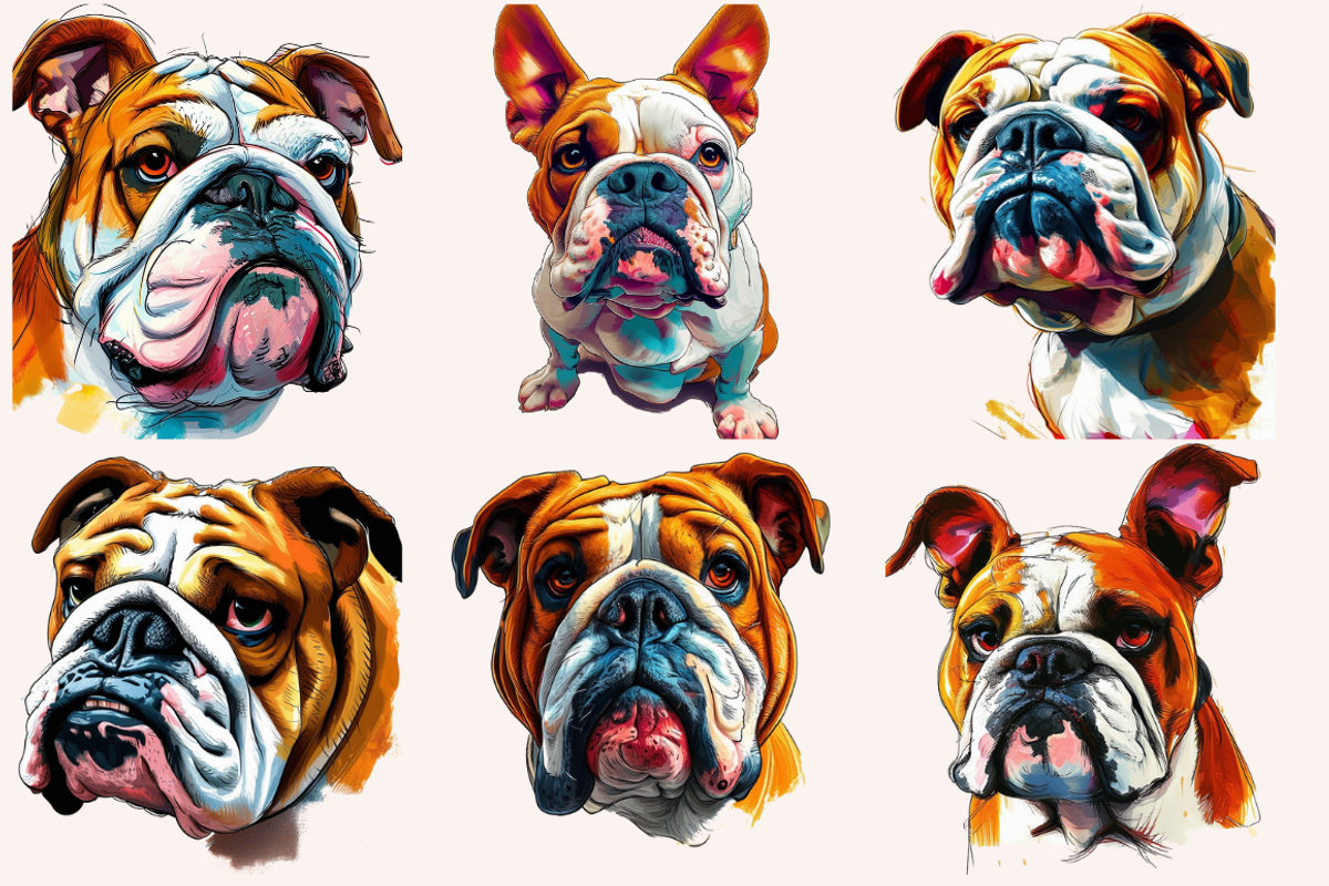 Caricature Cartoon British Bulldogs, an Animal Illustration by PrintHaven Designs (Photo 2 of 9)