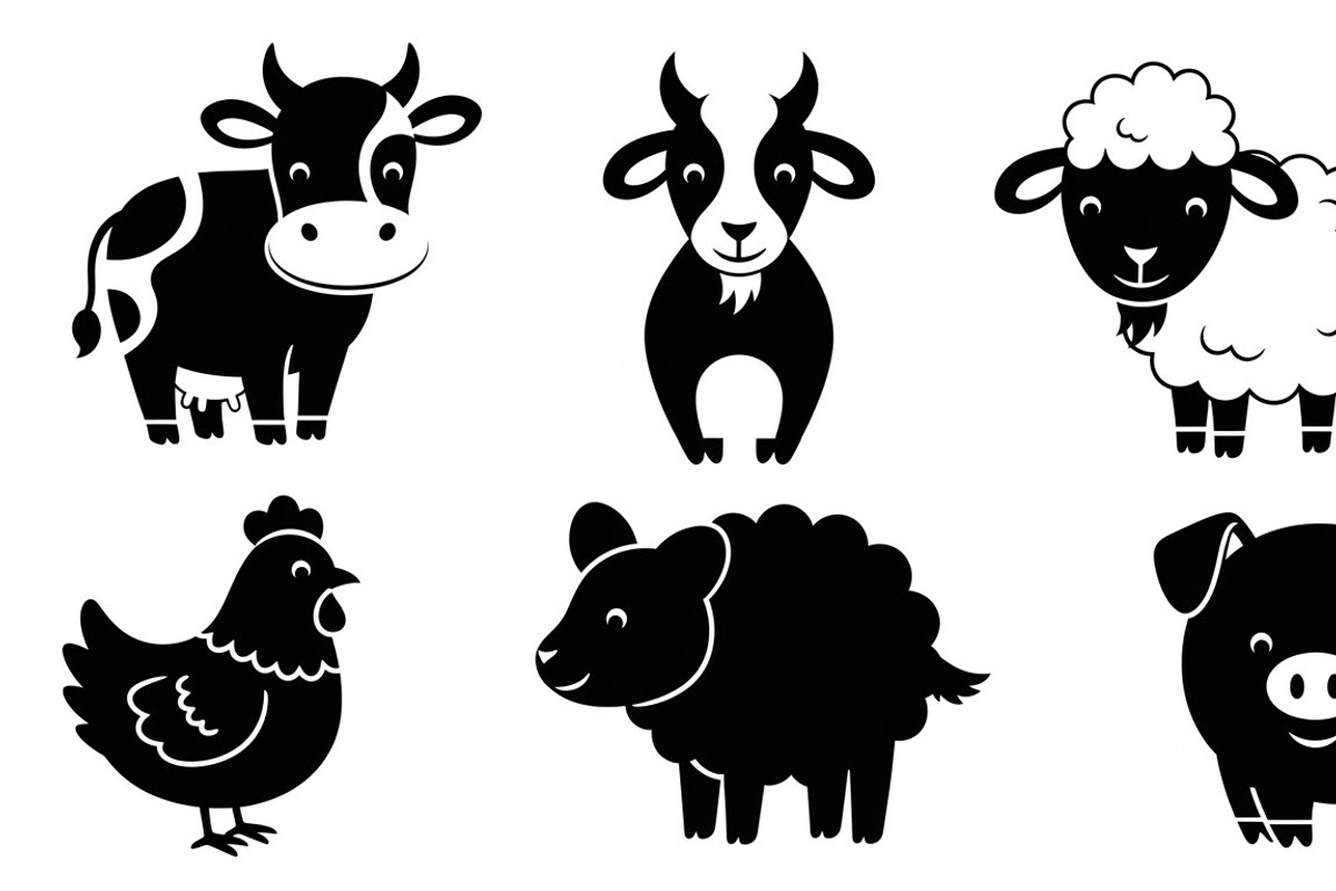 Cute Farm Animal Silhouette Bundle, an Illustration by hafijul (Photo 50 of 51)