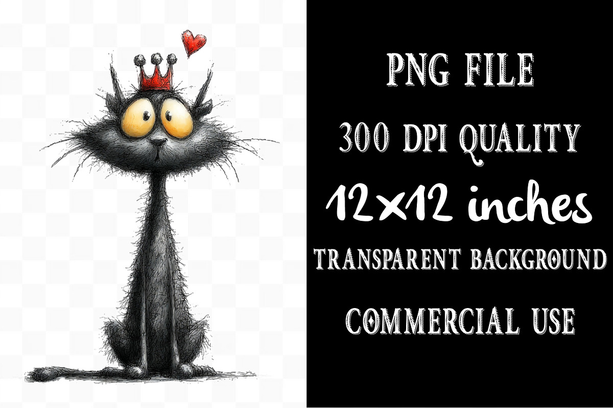 Valentines Black Cat Clipart, an Illustration by Designking (Photo 4 of 5)
