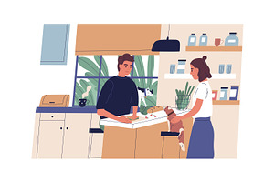 Couple cooking at kitchen together, a Person Illustration by Good Studio