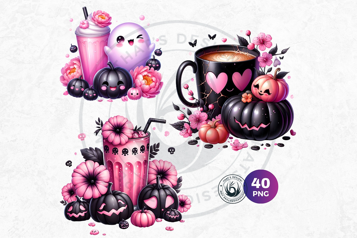 Pastel Goth Halloween Drinks PNG, a Seasonal Illustration by ThatsDesignArt (Photo 4 of 10)