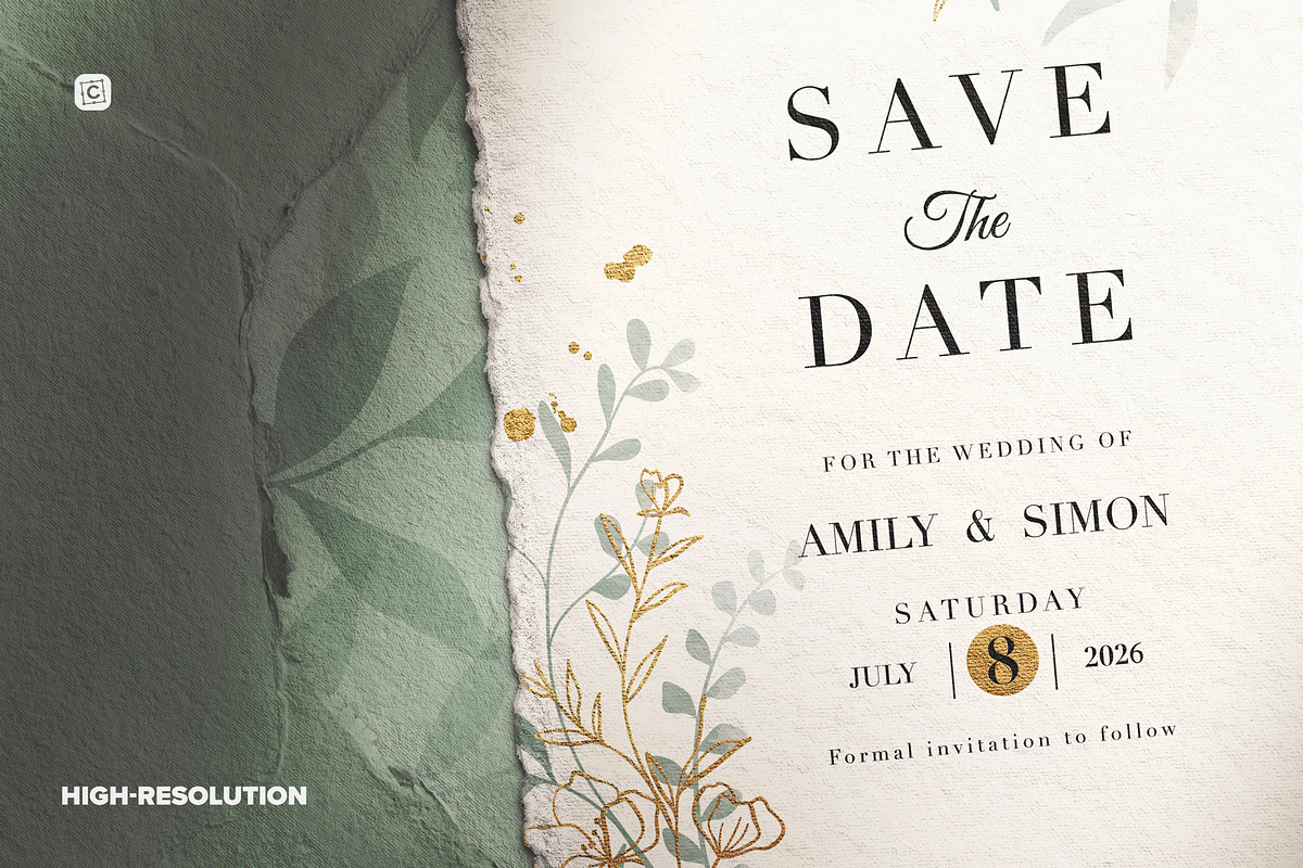 5x7in Handmade Paper Invitation, a Mockup by Custom Scene (Photo 2 of 8)