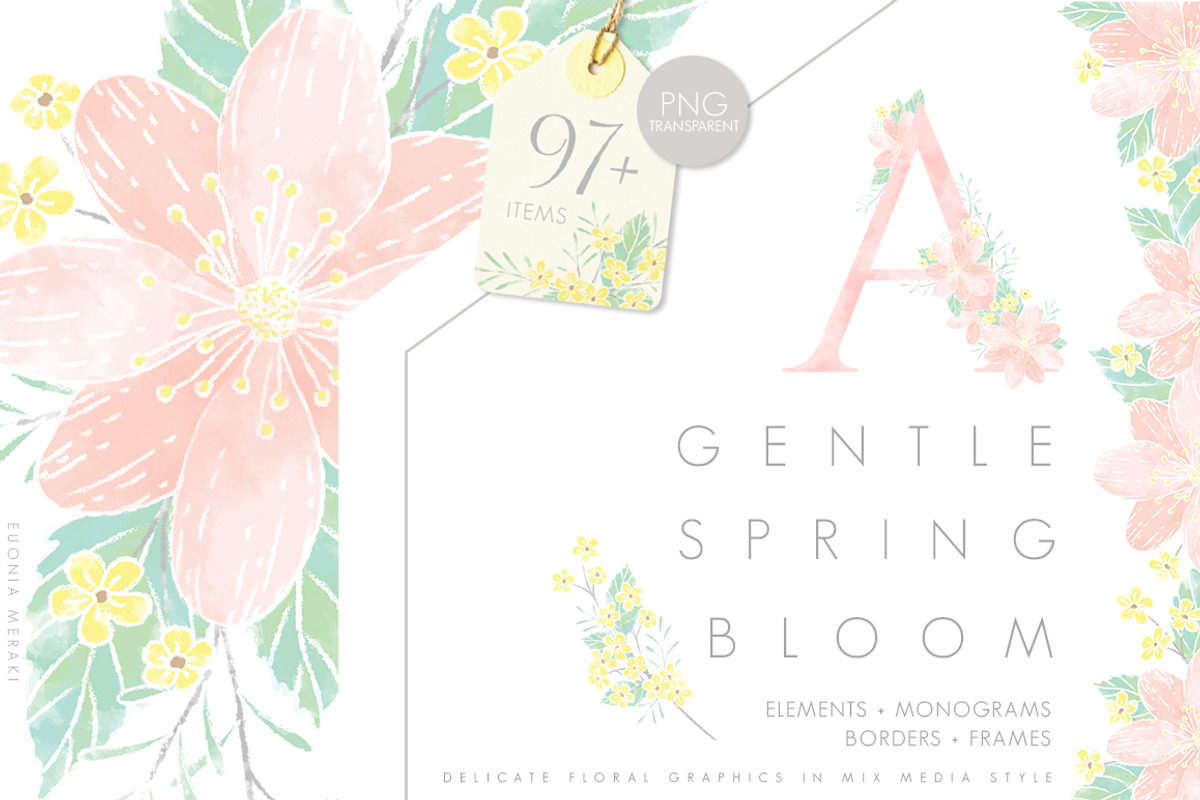 Gentle Spring Bloom & Monograms, an Illustration by Euonia Meraki (Photo 1 of 11)