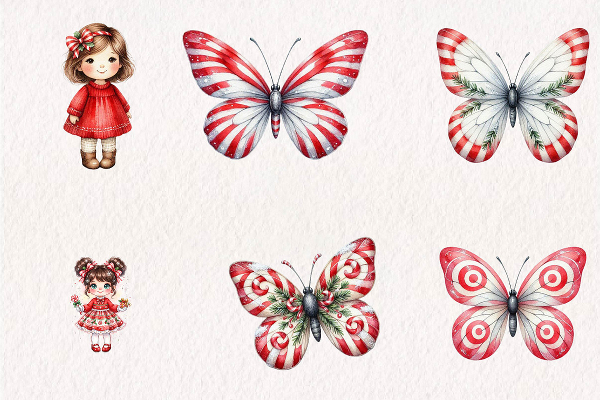 Peppermint Christmas Girl & Butter., a Seasonal Illustration by CreationArt (Photo 3 of 7)