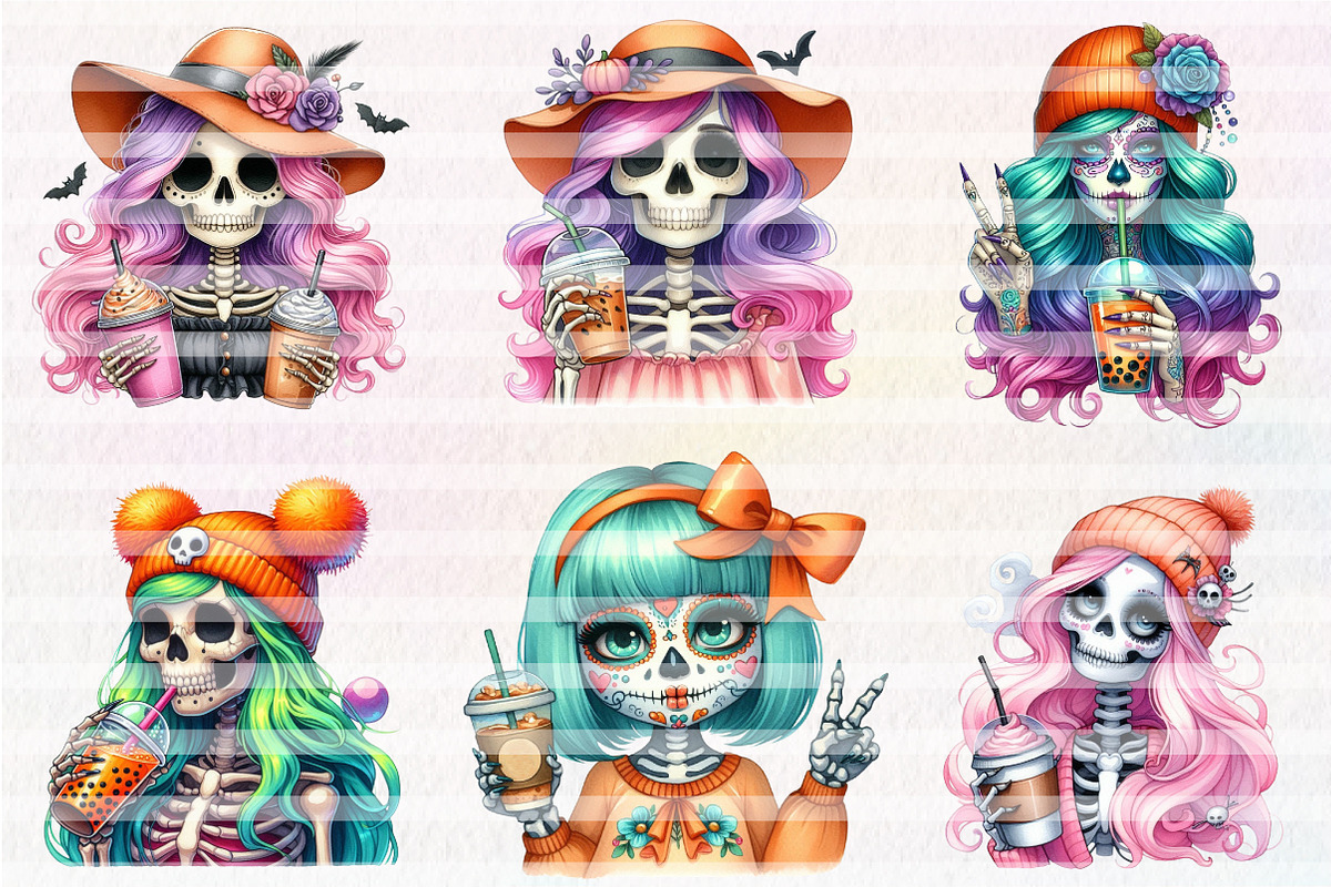 Cute Skeleton Girl PNG Clipart, an Illustration by CreationArt (Photo 3 of 3)
