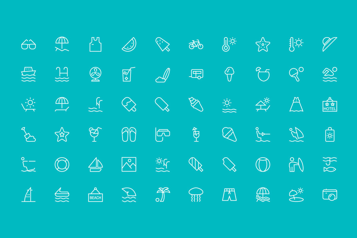100 Summer and Beach Icons preview 2