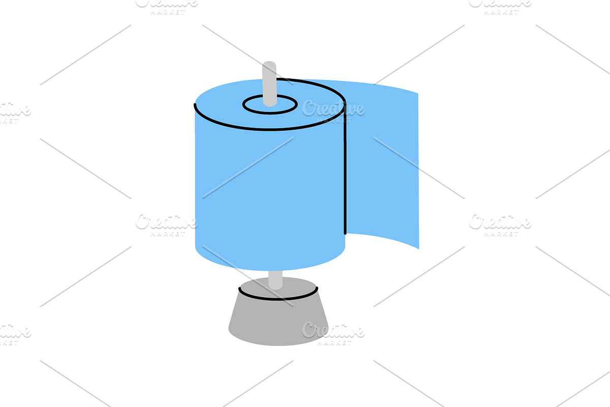 Toilet roll on metal holder. Toilet, an Object Illustration by GraphiShop