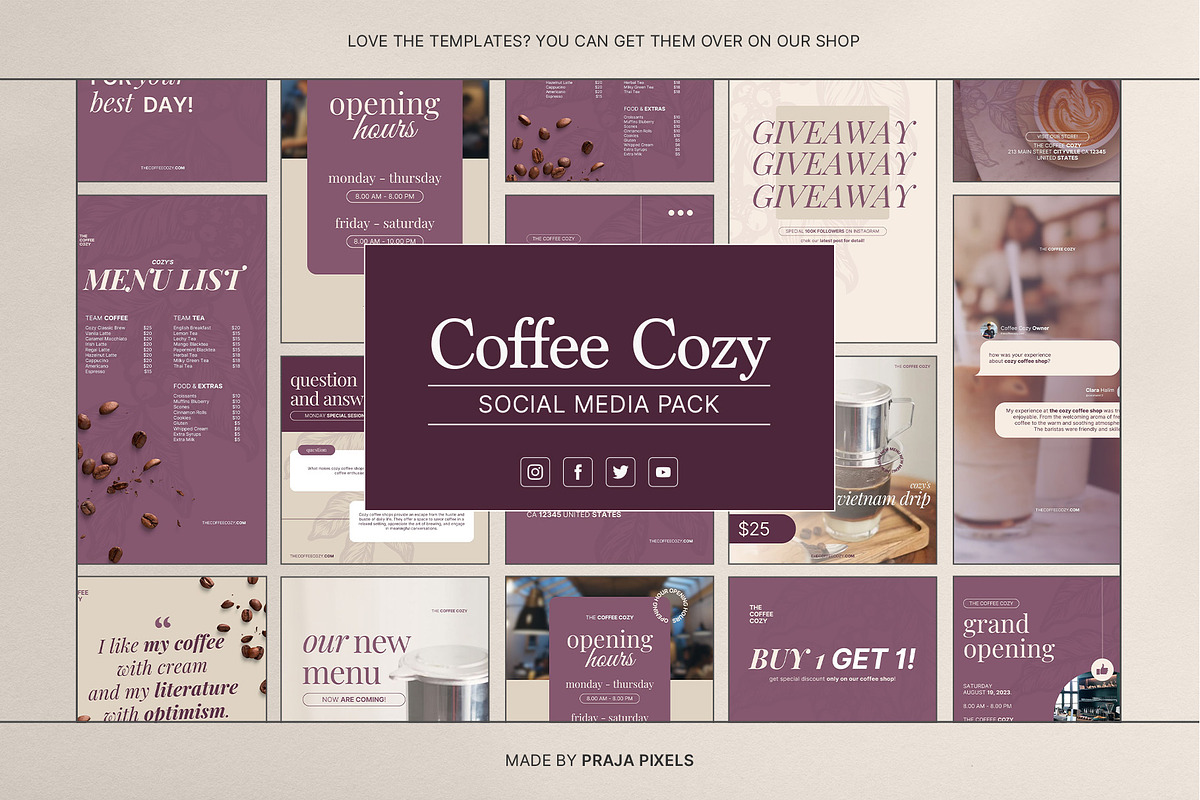 Coffee Cozy | Social Media Pack, a Social Media Template by prajapixels (Photo 6 of 6)