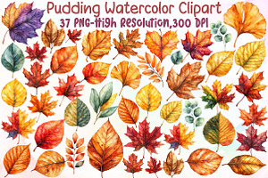 Watercolor Fall Autumn Leaves Clipar, an Illustration by Sublimation Artist