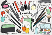 Makeup & Beauty Hand-Drawn Clipart, an Education Illustration by Lemonade Pixel (Thumbnail 1 of 4)