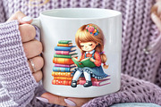 Cute Little Girl Reading Clipart, an Illustration by CraftArtStudio (Thumbnail 5 of 6)