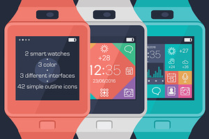 Vector smart watches & simple icons