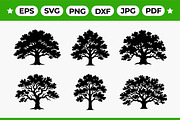 Oak Tree Silhouette Vector Pack, an Object Graphic by Artonix (Thumbnail 1 of 3)