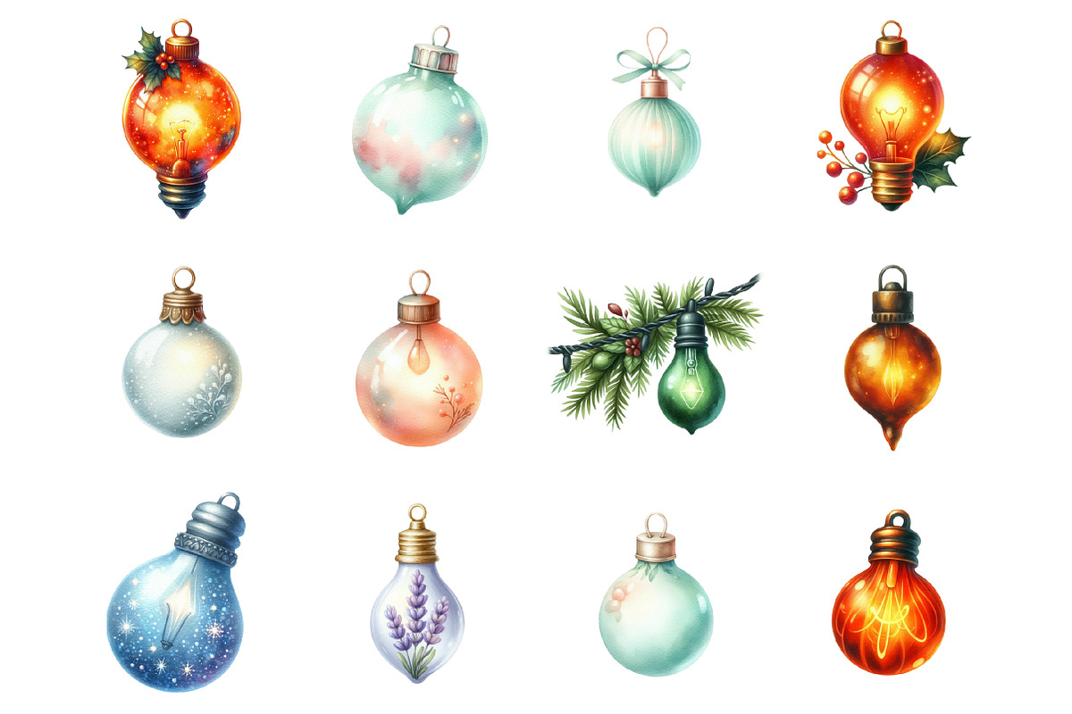 Watercolor Christmas Lights Clipart, a Graphic by CitraGraphics (Photo 2 of 4)