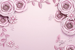 Pink Paper Flowers Background