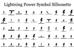 Lightning Power Symbol Silhouette, an Illustration by hafijul