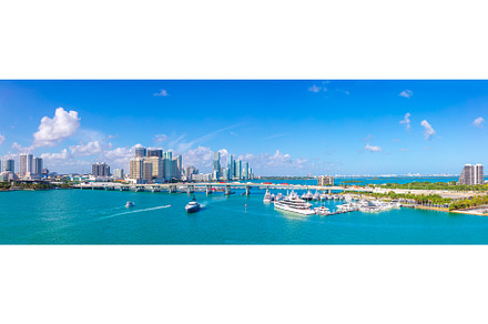 USA, scenic Miami harbor panoramic, an Architecture Photo by Web Engine Design