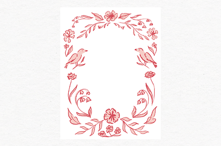 Pink Floral Frame Wedding Clipart