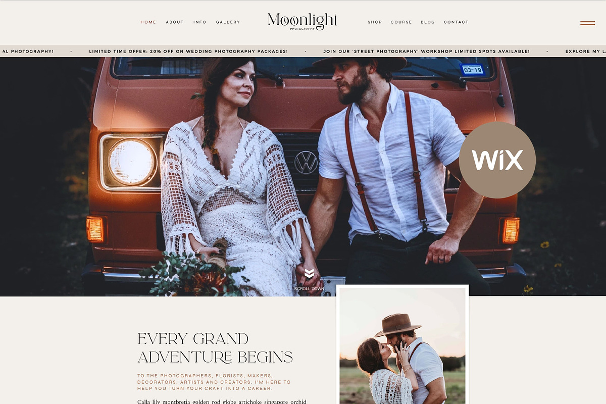 Wix Website Template - Photography, a Wix Template by Nes Design Co (Photo 1 of 19)