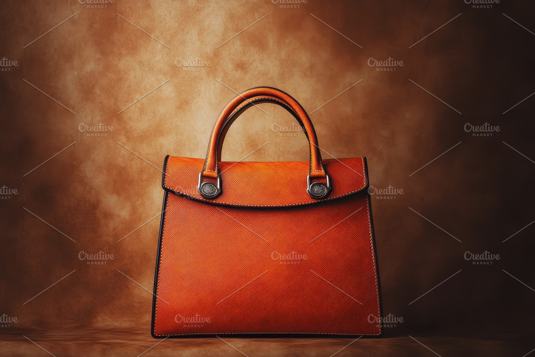 Elegant orange handbag resting on a, a Photo by Pavel_design
